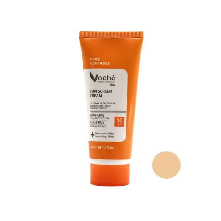 کرم ضد آفتاب رنگی LIGHT(بژ روشن) وچه مدل SPF50 مناسب پوستهای چرب حجم 40 میلی لیتر