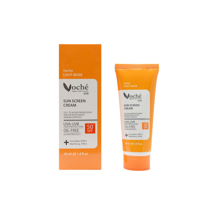 کرم ضد آفتاب رنگی LIGHT(بژ روشن) وچه مدل SPF50 مناسب پوستهای چرب حجم 40 میلی لیتر