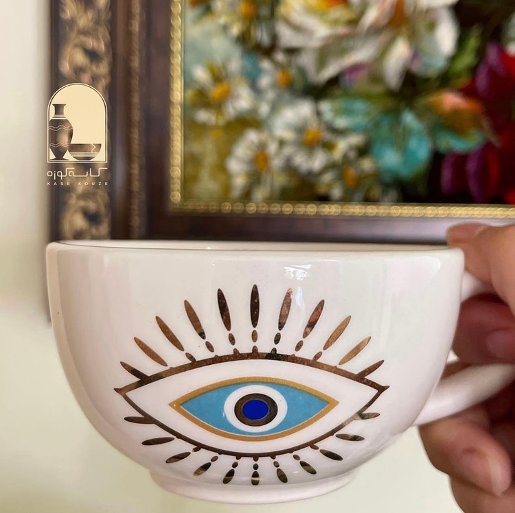 فنجان سرامیکی(دستساز) مدل چشم نظر