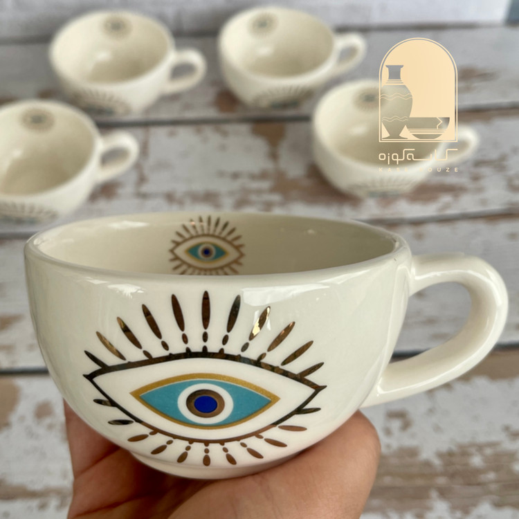 فنجان سرامیکی(دستساز) مدل چشم نظر