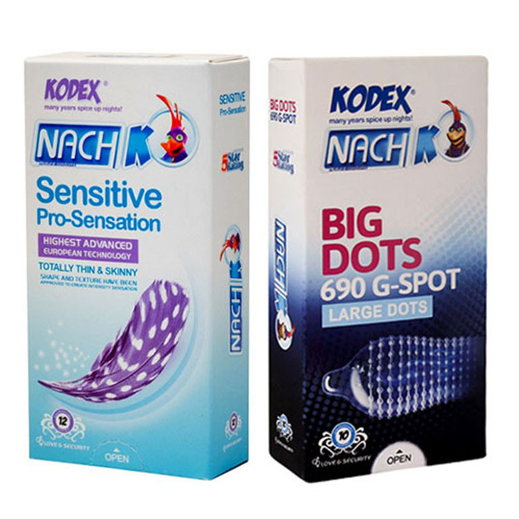 کاندوم ناچ کدکس مدل 690 BIG DOTS بسته 10 عددی به همراه کاندوم ناچ کدکس مدل Sensitive بسته 12 عددی